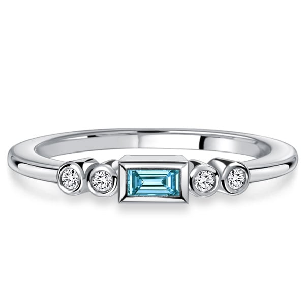 classic band - Italo Bezel Setting Baguette Cut Aquamarine Five Stone Wedding Band For Women, Italo jewelry - Online Catalog