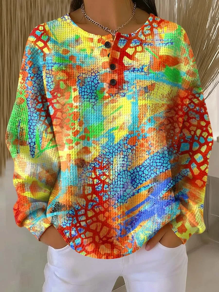 Women Abstract Crew Neck Printing Casual Spring/Fall Long Sleeve Sweatshirt, JustFashionNow Sweatshirts & Hoodies, color:As Picture|size:5XL - Image 8
