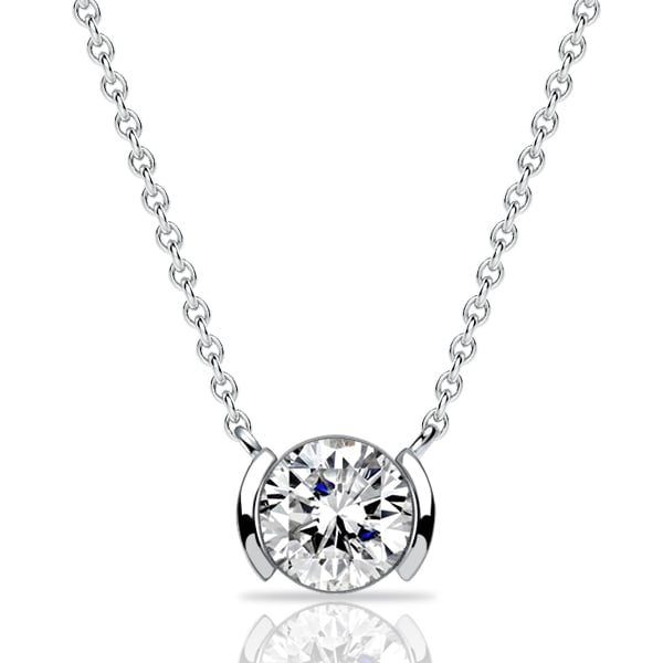 necklaces - Italo Half Bezel Round Cut Pendant Necklace For Women, Italo jewelry - Online Catalog