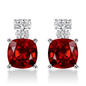 earrings - Italo Hidden Halo Garnet Cushion Cut Drop Earrings For Women, Italo jewelry - Online Catalog
