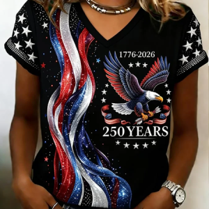 Women Text Letters Short Sleeve Tee T-shirt V Neck Printing Vintage Summer Top, JustFashionNow T-Shirts, color:Black|size:4XL