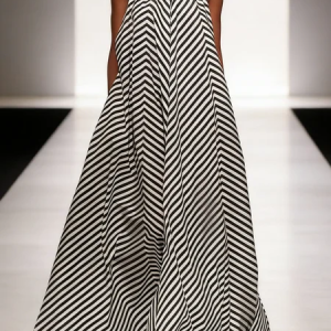 Elegant Striped Halter Maxi Dress, Maxi Dresses, color:Stripe|size:XXL, Stylewe