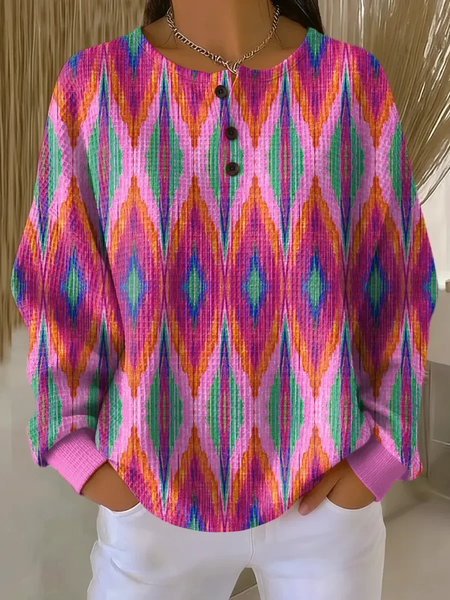 Women Abstract Crew Neck Printing Casual Spring/Fall Long Sleeve Sweatshirt, JustFashionNow Sweatshirts & Hoodies, color:Purple|size:5XL - Image 4