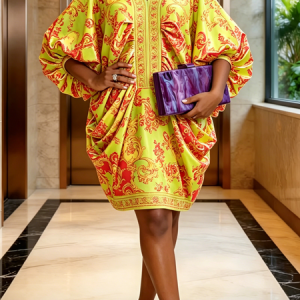 Elegant Floral V Neck Knee Length Dress, Mini Dresses, color:As Picture|size:XXL, Stylewe