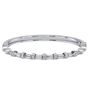 bracelets - Italo Bezel Setting 3 MM Round Cut Bangle Bracelet For Women, Italo jewelry - Online Catalog