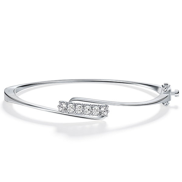 bracelets - Italo White Sapphire Cushion Cut Bangle Bracelet For Women, Italo jewelry - Online Catalog