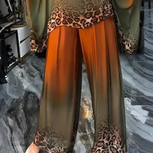 Urban Ombre Printing Wide Leg Pants, Pants, color:Orange|size:XXL, Stylewe