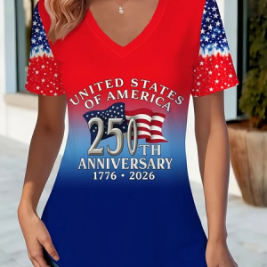 Women Text Letters Short Sleeve Tee T-shirt V Neck Casual Summer Top, JustFashionNow T-Shirts, color:As Picture|size:XXL
