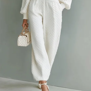Urban Plain Pockets Ankle Banded Sweater Pants, Pants, color:White|size:XXL, Stylewe