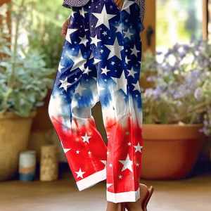Women Independence Day (Flag) Long Pants Casual Spring/Fall Trousers, JustFashionNow Pants, color:As Picture|size:XXL