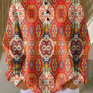 Women Abstract Crew Neck Printing Casual Spring/Fall Long Sleeve Sweatshirt, JustFashionNow Sweatshirts & Hoodies, color:Brick Red|size:5XL