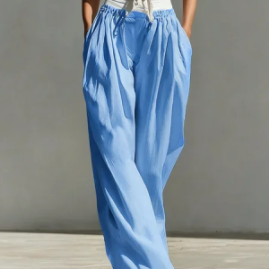Casual Color Block Straight Pants, Pants, color:Blue|size:XXL, Stylewe