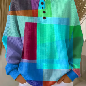 Women Abstract Crew Neck Printing Casual Spring/Fall Long Sleeve Sweatshirt, JustFashionNow Sweatshirts & Hoodies, color:Cyan|size:5XL