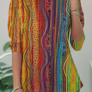 Casual Abstract Crew Neck Long Sleeve T-shirt, T-shirts, color:As Picture|size:XXL, catalog Noracora shop