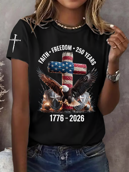 Women Text Letters Short Sleeve Tee T-shirt Crew Neck Printing Casual Graphic Tee Summer Top, JustFashionNow T-Shirts, color:Black|size:XXL - Image 2