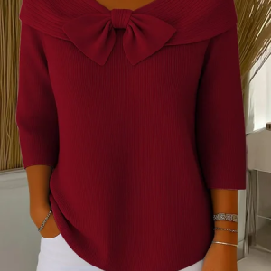 Plain Simple Crew Neck Loose Knit Top, JustFashionNow T-Shirts, color:Wine Red|size:5XL