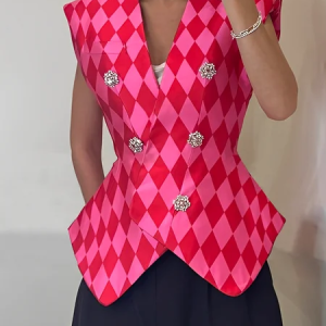 Urban Geometric V Neck Vest, Vests and Gilets, color:As Picture|size:XXL, Stylewe