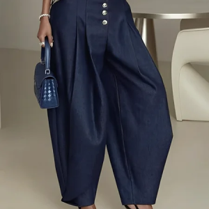 Plain Loose Denim Urban Jeans, Jeans, color:Denim Blue|size:XXL, Stylewe
