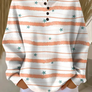 Women Star Crew Neck Printing Casual Spring/Fall Long Sleeve Sweatshirt, JustFashionNow Sweatshirts & Hoodies, color:White|size:5XL