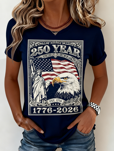 Women Text Letters Short Sleeve Tee T-shirt Crew Neck Casual Summer Top, JustFashionNow T-Shirts, color:Navyblue|size:5XL