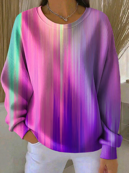 Women Abstract Crew Neck Printing Casual Spring/Fall Long Sleeve Sweatshirt, JustFashionNow Sweatshirts & Hoodies, color:Purple|size:5XL