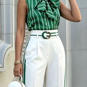 Urban Striped Stand Collar Shirt, Blouses and Shirts, color:As Picture|size:XXL, Stylewe