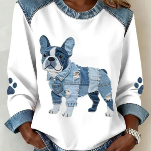 Women Color Block Crew Neck Casual Spring/Fall Long Sleeve Sweatshirt, JustFashionNow Sweatshirts & Hoodies, color:As Picture|size:4XL