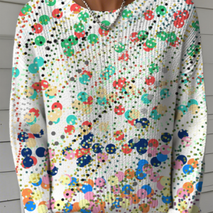 Women Geometric Vintage Long Sleeve Crew Neck Winter Sweater, JustFashionNow Sweaters, color:Color4|size:XXL