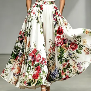 Urban Floral Maxi Skirt, Skirts, color:As Picture|size:XXL, Stylewe