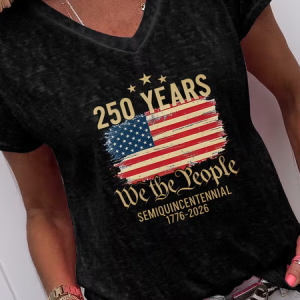 Women Text Letters Short Sleeve Tee T-shirt V Neck Casual Summer Top, JustFashionNow T-Shirts, color:Black|size:XXL