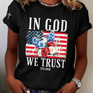 Women Floral Short Sleeve Tee T-shirt Crew Neck Printing Casual Graphic Tee Summer Top, JustFashionNow T-Shirts, color:Black|size:XXL
