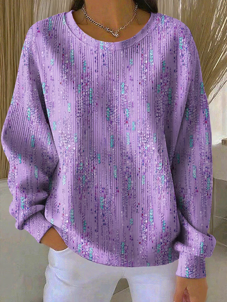 Women Abstract Crew Neck Printing Casual Spring/Fall Long Sleeve Sweatshirt, JustFashionNow Sweatshirts & Hoodies, color:Purple|size:5XL - Image 3