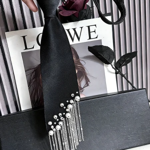 Elegant Plain Tie, Other Accs, color:Black, Stylewe