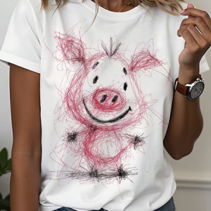 Women Animal Short Sleeve Tee T-shirt Crew Neck Printing Casual Graphic Tee Summer Top, JustFashionNow T-Shirts, color:White|size:XXL