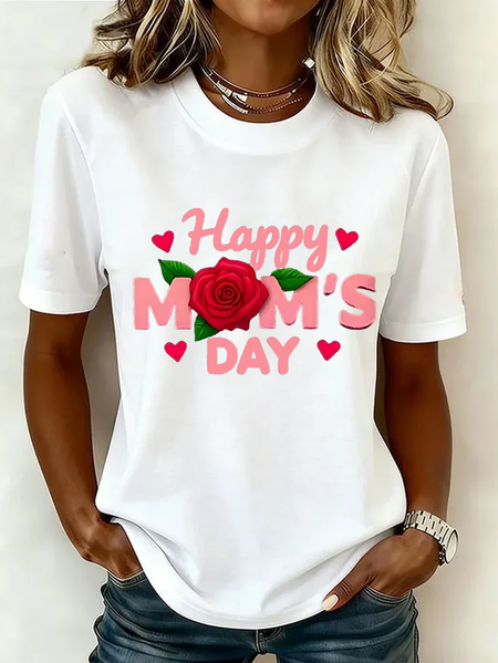 Women Floral Short Sleeve Tee T-shirt Crew Neck Printing Casual Graphic Tee Summer Top, JustFashionNow T-Shirts, color:White|size:XXL - Image 6