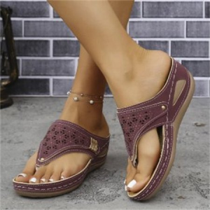 Plain Summer Pu Vintage Wedge Sandal, JustFashionNow Sandals & Slippers, color:Purple|size:44