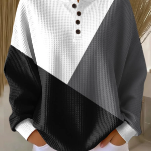 Women Multicolor Block Crew Neck Printing Casual Spring/Fall Long Sleeve Sweatshirt, JustFashionNow Sweatshirts & Hoodies, color:As Picture|size:5XL