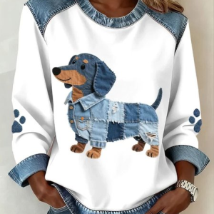 Women Color Block Crew Neck Casual Spring/Fall Long Sleeve Sweatshirt, JustFashionNow Sweatshirts & Hoodies, color:White|size:4XL