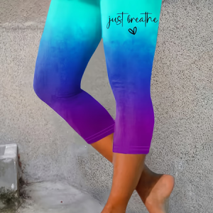 Women Ombre Capris Elastic Waist Pants Casual Summer Trousers, JustFashionNow Leggings, color:Blue Purple|size:XXL