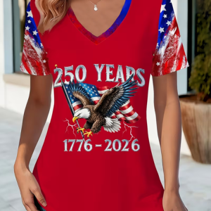Women Text Letters Short Sleeve Tee T-shirt V Neck Casual Summer Top, JustFashionNow T-Shirts, color:Red|size:XXL