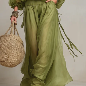 Casual Plain Loosen Maxi Skirt, Skirts, color:Green|size:XXL, Stylewe