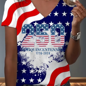 Women Text Letters Short Sleeve Tee T-shirt V Neck Printing Vintage Summer Top, JustFashionNow T-Shirts, color:As Picture|size:4XL