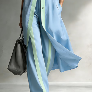Urban Color Block Split Joint Straight Pants, Pants, color:Blue|size:XXL, Stylewe