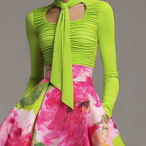 Elegant Plain Ruched Long Sleeve T-shirt, Tees, color:Green|size:XXL, Stylewe