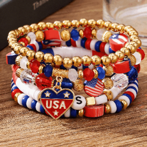America 250 Freedom Heart Bracelet Stack, JustFashionNow Bracelets, color:Color10|size:One-size