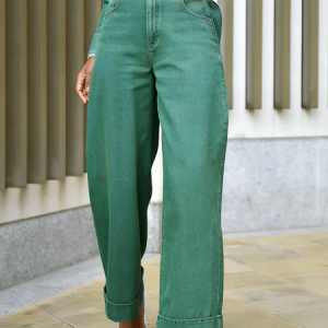Casual Denim Straight  Jeans, Jeans, color:Green|size:XXL, Stylewe