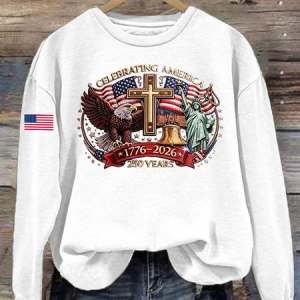 Women America Flag Crew Neck Printing Casual Spring/Fall Long Sleeve Sweatshirt, JustFashionNow Sweatshirts & Hoodies, color:White|size:XXL