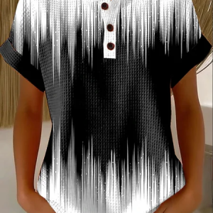 Women Abstract Short Sleeve Tee T-shirt Crew Neck Printing Vintage Summer Top, JustFashionNow T-Shirts, color:Black|size:4XL
