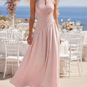 Elegant Crew Neck Maxi Dress, Maxi Dresses, color:Pink|size:XXL, Stylewe
