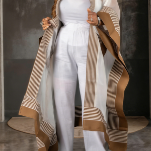 Urban Striped V Neck Kimono, Kimonos, color:As Picture|size:XXL, Stylewe